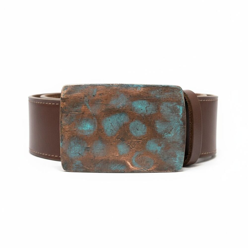 Leatherrock Leather Belt Womens 32-34 Brown Hook Buckle Western Made In USA